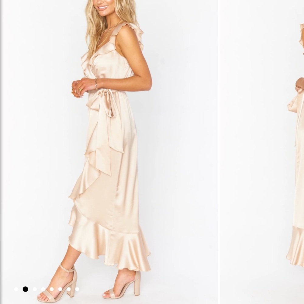 NEVER BEEN WORN! Samantha Ruffle Wrap Dress (Champagne Luxe)
